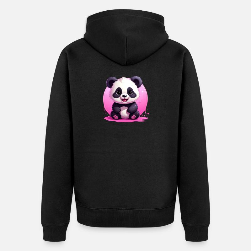 panda mignon - Veste à capuche bio Premium Unisexe - noir
