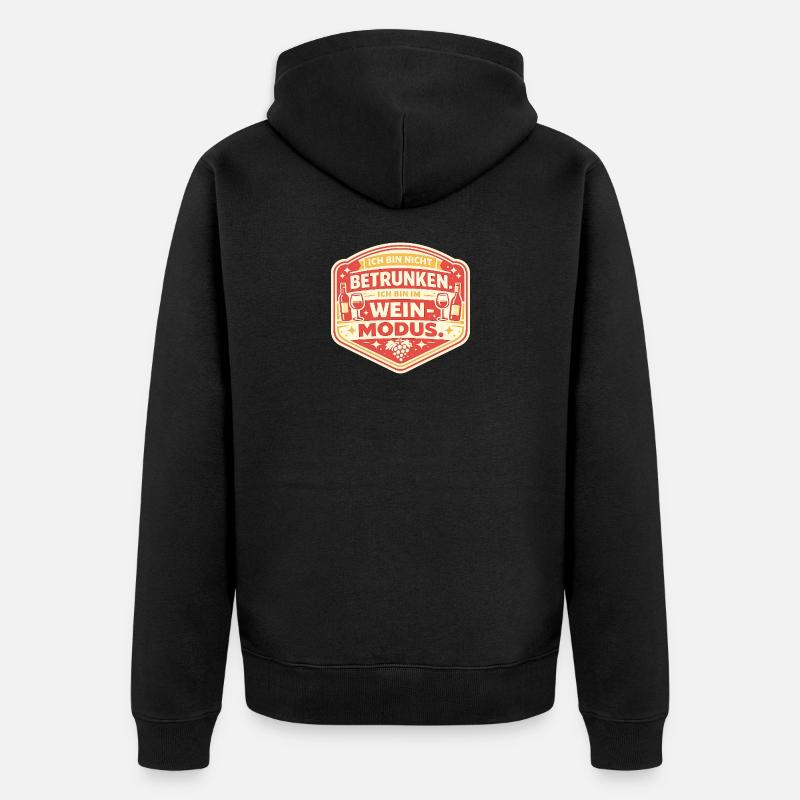 Weinmodus Badge - Unisex Premium Bio Zip Hoodie - Schwarz