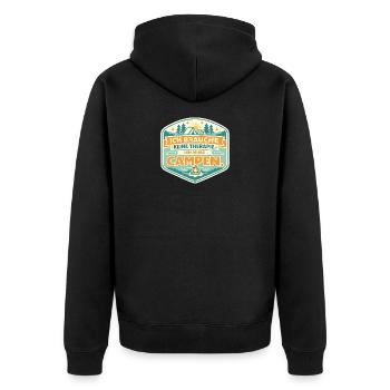 Ich Muss Campen Therapie Ade - Unisex Premium Bio Zip Hoodie - Schwarz - Hinten - Nico (187cm)