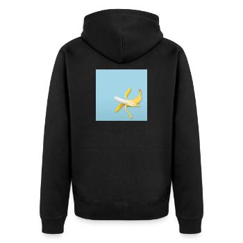 Banana Slip Funny Humor Design Minimal - Unisex Premium Bio Zip Hoodie - Schwarz - Hinten - Nico (187cm)