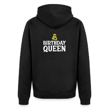 45. Geburtstagsgeschenke - Unisex Premium Bio Zip Hoodie - Schwarz - Hinten - Nico (187cm)