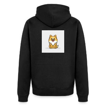 Cuddly Cartoon Dog - Unisex Premium Organic Zip Hoodie - black - Back - Nico (187cm)