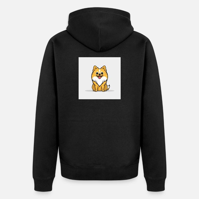 Chien de dessin animé câlin - Veste à capuche bio Premium Unisexe - noir