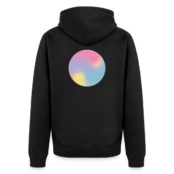 Aura-Check-Pastellgradientensphäre - Unisex Premium Bio Zip Hoodie - Schwarz - Hinten - Nico (187cm)