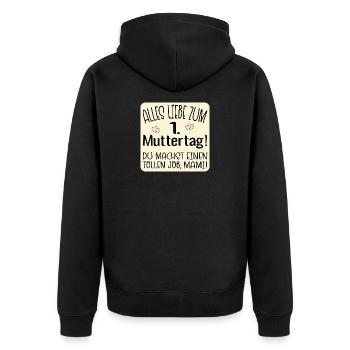 Erster Muttertag Mama - Unisex Premium Bio Zip Hoodie - Schwarz - Hinten - Nico (187cm)