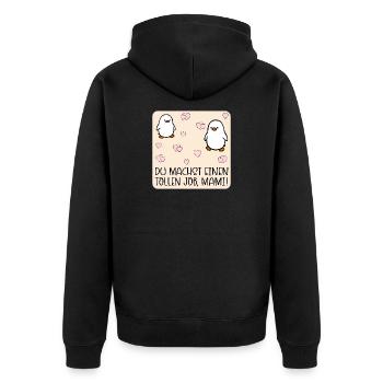 Muttertag Mama Job Kind - Unisex Premium Bio Zip Hoodie - Schwarz - Hinten - Nico (187cm)