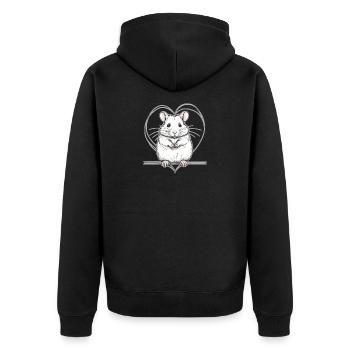 Hamster with heart - Unisex Premium Organic Zip Hoodie - black - Back - Nico (187cm)