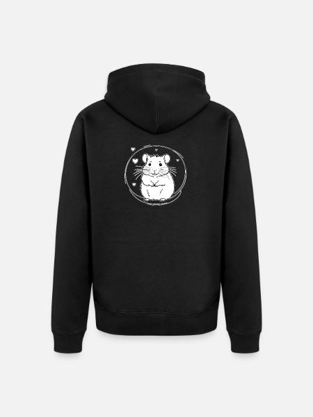 Herz-Hamster im Kreis - Unisex Premium Bio Zip Hoodie - Schwarz