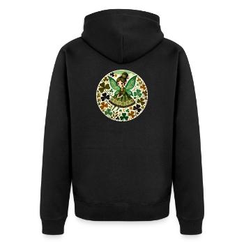 Emerald Fairy Clover Garden - Unisex Premium Organic Zip Hoodie - black - Back - Nico (187cm)