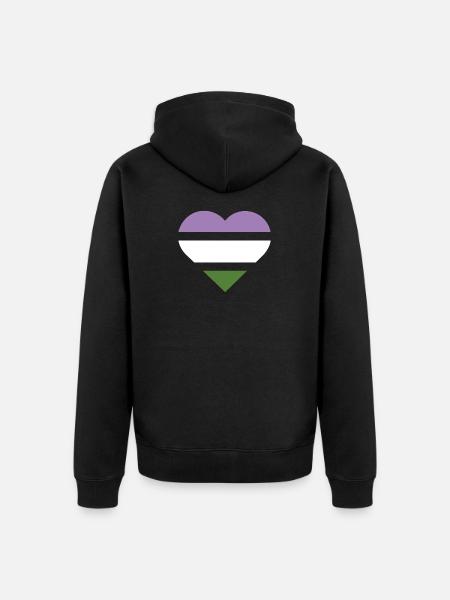 Pride Flag Heart · Genderqueer - Unisex Premium Organic Zip Hoodie - black