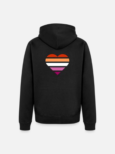 Pride Flag Heart · Lesbian - Unisex Premium Organic Zip Hoodie - black