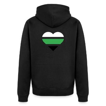 Drapeau de la fierté Cœur · Neutrois - Veste à capuche bio Premium Unisexe - noir - Dos - Nico (187cm)