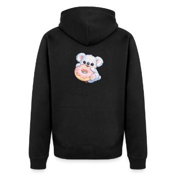 Kuschelkoala mit Donut - Unisex Premium Bio Zip Hoodie - Schwarz - Hinten - Nico (187cm)