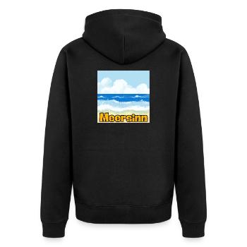 MEERSINN – STRAND, URLAUB & SONNE VIBES! 🏖️ - Unisex Premium Bio Zip Hoodie - Schwarz - Hinten - Nico (187cm)