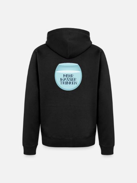 Mehr Wasser trinken - Unisex Premium Bio Zip Hoodie - Schwarz