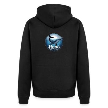 Der Buckelwal Hope/Timmy in der Ostsee - Unisex Premium Bio Zip Hoodie - Schwarz - Hinten - Nico (187cm)