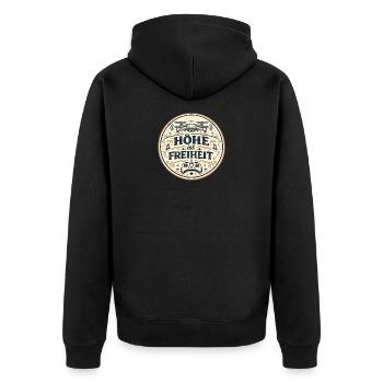 Höhe ist Freiheit – Drohnen-Motiv - Unisex Premium Bio Zip Hoodie - Schwarz - Hinten - Nico (187cm)
