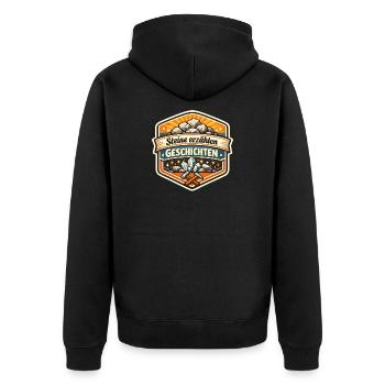 Steine erzählen Geschichten - Unisex Premium Bio Zip Hoodie - Schwarz - Hinten - Nico (187cm)