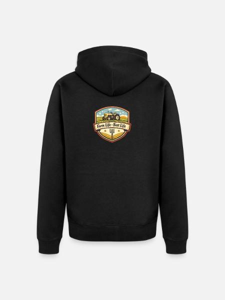 Farmleben Traktor-Badge - Unisex Premium Bio Zip Hoodie - Schwarz