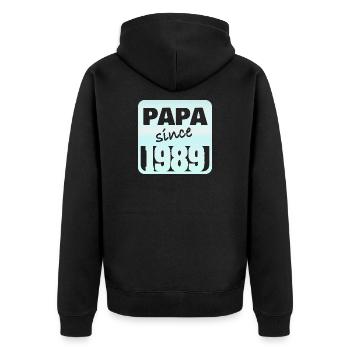Papa seit 1984 - Unisex Premium Bio Zip Hoodie - Schwarz - Hinten - Nico (187cm)