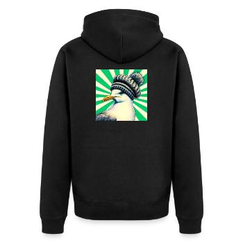 gull - Unisex Premium Organic Zip Hoodie - black - Back - Nico (187cm)