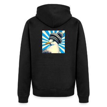 gull - Unisex Premium Organic Zip Hoodie - black - Back - Nico (187cm)