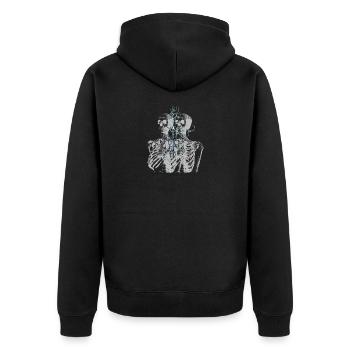 Glitch Skeleton Melt Dark Aesthetic Design - Unisex Premium Organic Zip Hoodie - black - Back - Nico (187cm)