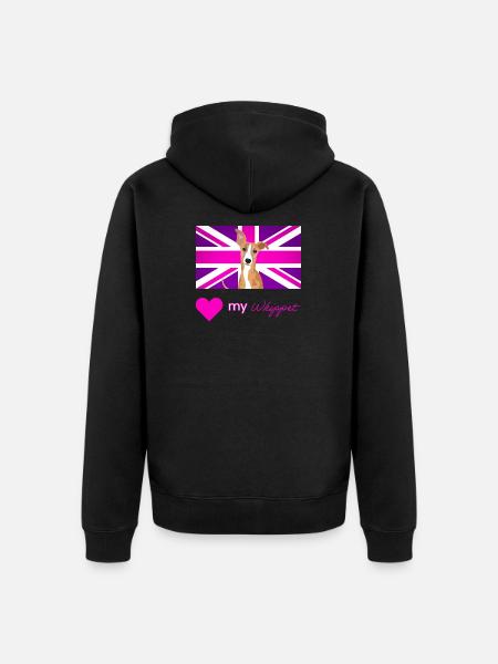 PURPLEWHIPPET (Texte rose, Vibrant) - Veste à capuche bio Premium Unisexe - noir
