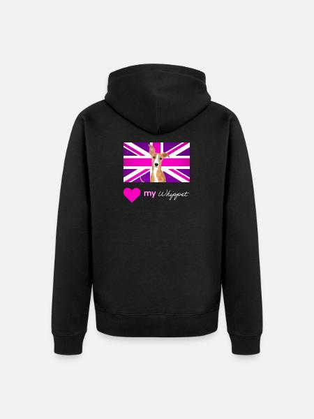 PURPLEWHIPPET (White text, Vibrant) - Unisex Premium Organic Zip Hoodie - black