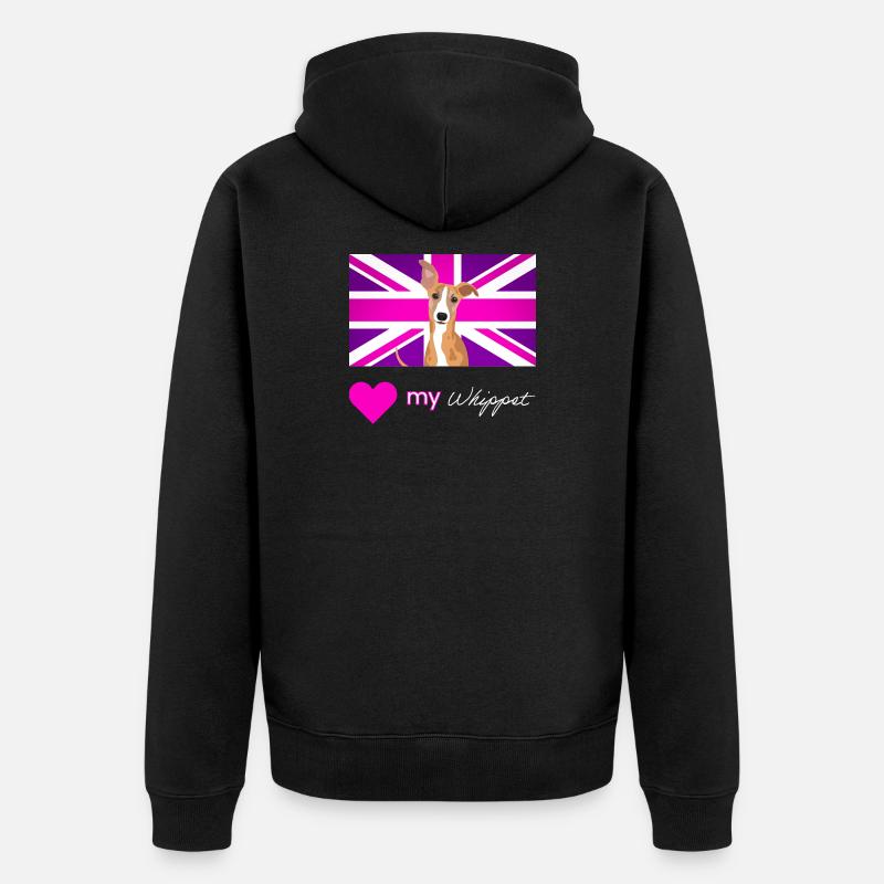 PURPLEWHIPPET (Texte blanc, Vibrant) - Veste à capuche bio Premium Unisexe - noir