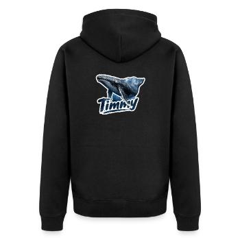 Timmy der Buckelwal – Ostsee-Fan - Unisex Premium Bio Zip Hoodie - Schwarz - Hinten - Nico (187cm)