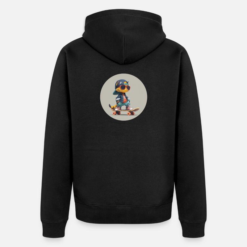 Chat skateur - Veste à capuche bio Premium Unisexe - noir