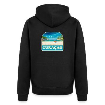Curacao - Unisex Premium Organic Zip Hoodie - black - Back - Nico (187cm)