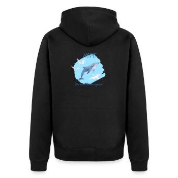 Andenken an den Buckelwal Hope/ Timmy #2 - Unisex Premium Bio Zip Hoodie - Schwarz - Hinten - Nico (187cm)