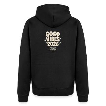 Abschluss 2026 - Unisex Premium Bio Zip Hoodie - Schwarz - Hinten - Nico (187cm)