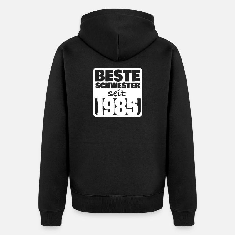 Schwester 1985 - Unisex Premium Bio Zip Hoodie - Schwarz
