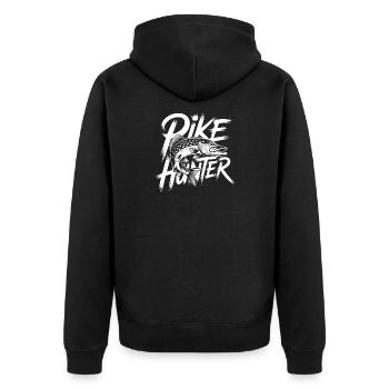 Hecht angeln - Unisex Premium Bio Zip Hoodie - Schwarz - Hinten - Nico (187cm)