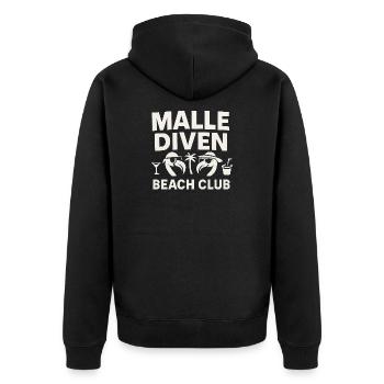 Malle Diven Beach Club Flamingo Mallorca Party - Unisex Premium Bio Zip Hoodie - Schwarz - Hinten - Nico (187cm)