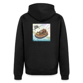 Poursuite fluviale en bateau à air steampunk - Veste à capuche bio Premium Unisexe - noir - Dos - Nico (187cm)