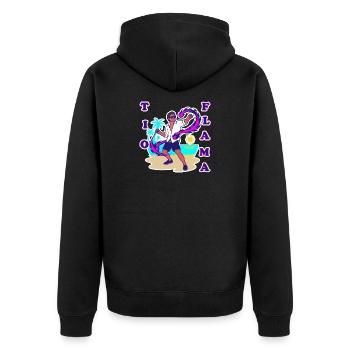 Saulo brasilianischer Feuerwehrheld Luxus-Sonnenuntergangsstrand - Unisex Premium Bio Zip Hoodie - Schwarz - Hinten - Nico (187cm)
