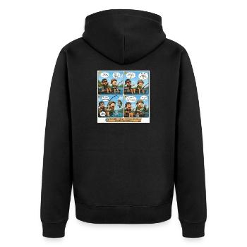 Entspannender Angel-Comic: Lektion zum großen Fang - Unisex Premium Bio Zip Hoodie - Schwarz - Hinten - Nico (187cm)