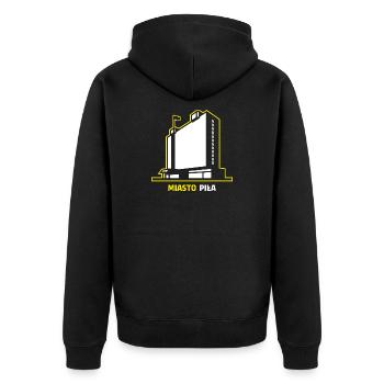 The town of Piła and the Hotel Gromada Rodło - Unisex Premium Organic Zip Hoodie - black - Back - Nico (187cm)
