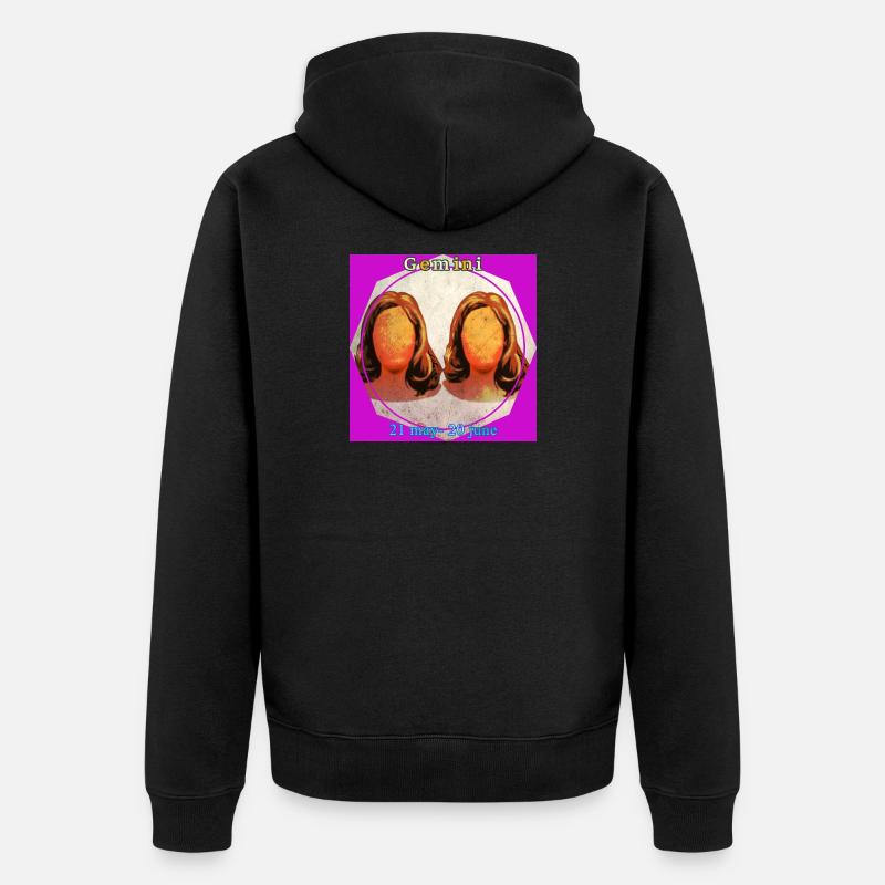 Zwillinge - Unisex Premium Bio Zip Hoodie - Schwarz