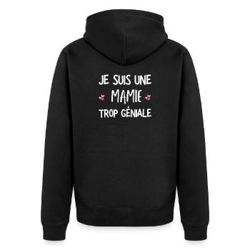 mamie géniale / cadeau humour mamie - Veste à capuche bio Premium Unisexe - noir - Dos - Nico (187cm)