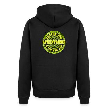 Katzentrainer - Unisex Premium Bio Zip Hoodie - Schwarz - Hinten - Nico (187cm)