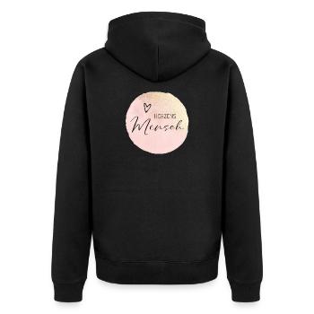 Herzensmensch - Unisex Premium Bio Zip Hoodie - Schwarz - Hinten - Nico (187cm)