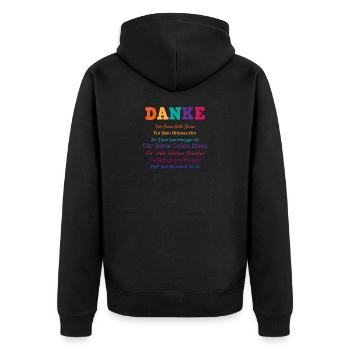 Besten Freund Kollegen Spruch Dankeschön Geschenk - Unisex Premium Bio Zip Hoodie - Schwarz - Hinten - Nico (187cm)