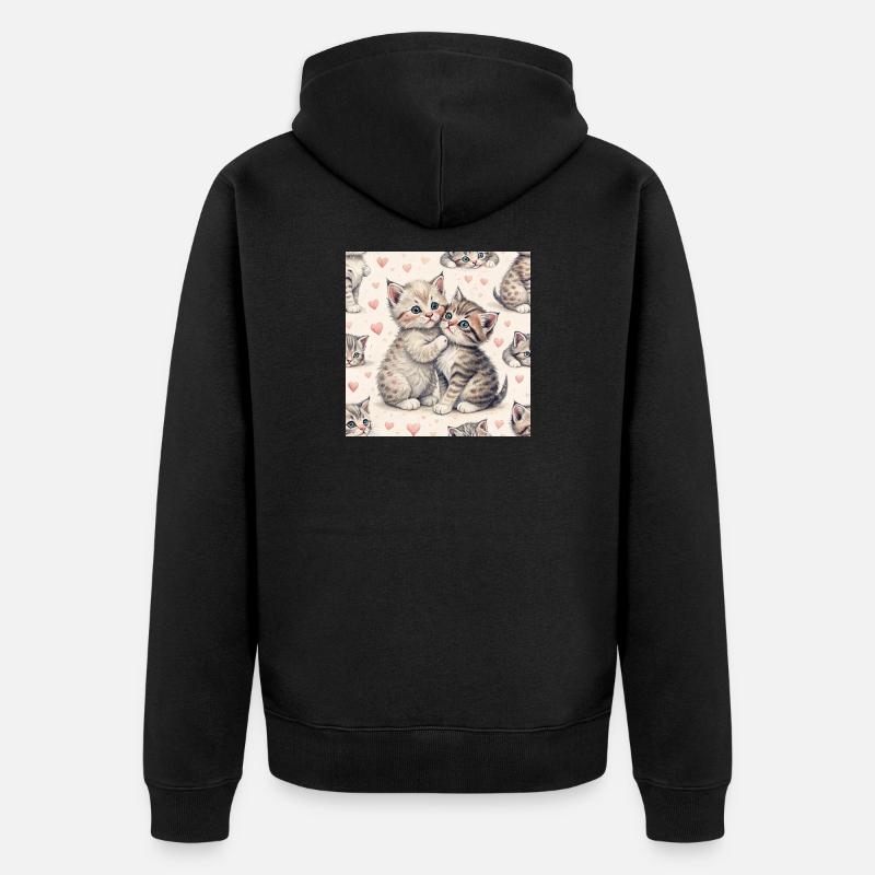 Étreinte sincère de Pastel Kittens - Veste à capuche bio Premium Unisexe - noir
