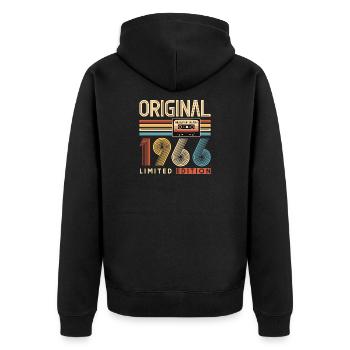 60e anniversaire, 60 ans - Veste à capuche bio Premium Unisexe - noir - Dos - Nico (187cm)