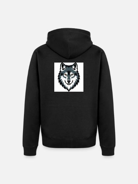 Wolf Graphic Emblem - Unisex Premium Organic Zip Hoodie - black